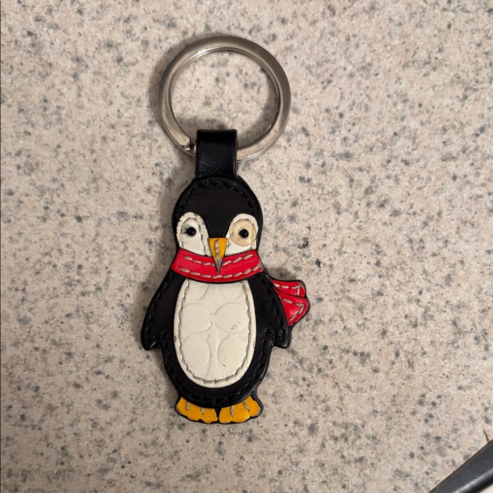 Coach Penguin Keychain with Red Scarf